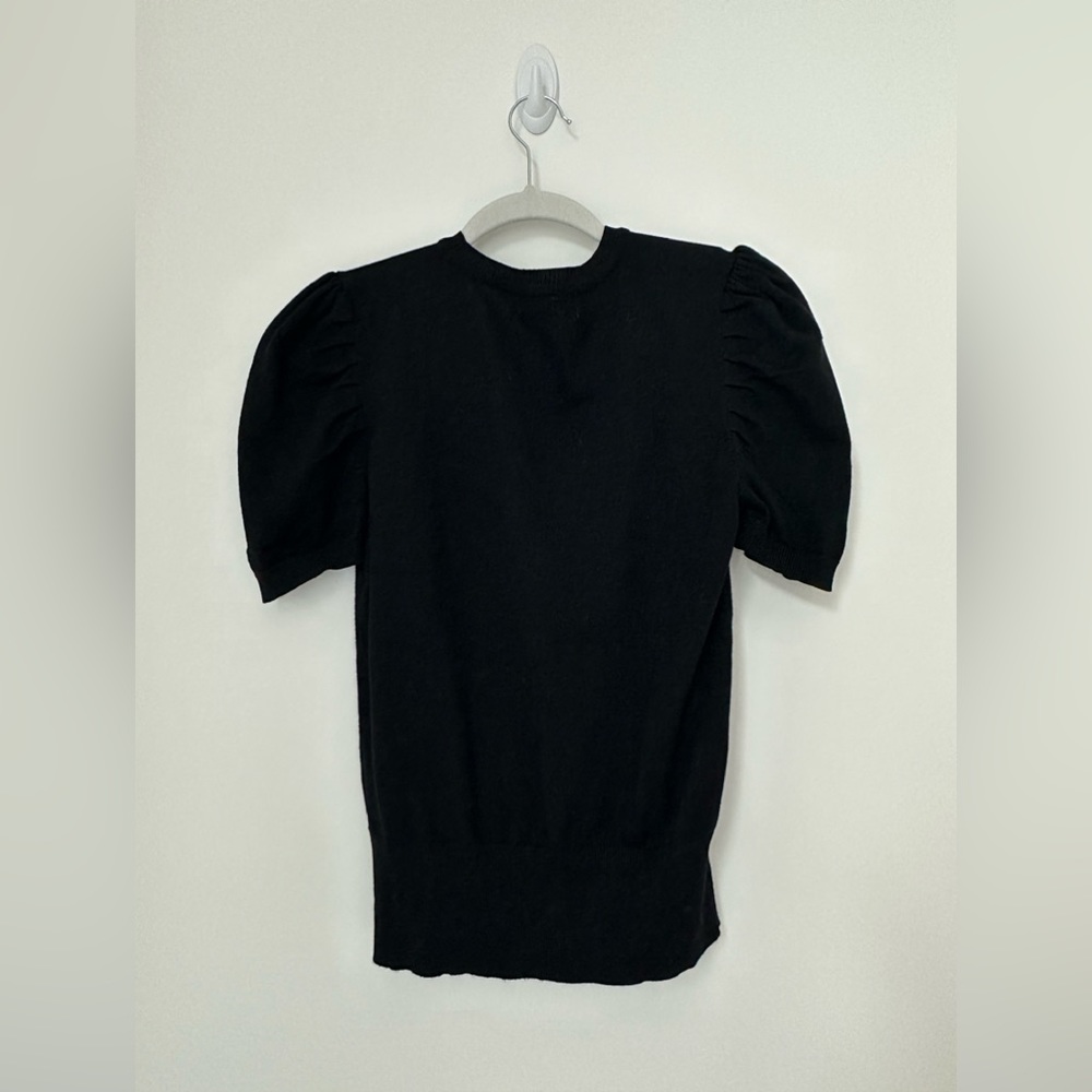 Black Puff Sleeve Cardigan Top - Picture 3 of 3